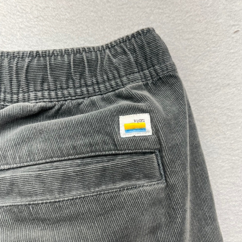 Vuori Mens Corduroy Pants Charcoal Grey Elastic Waist V440 Size M